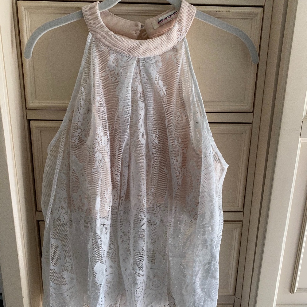 Necessary Clothing White Tank Top w Blush Crop Top